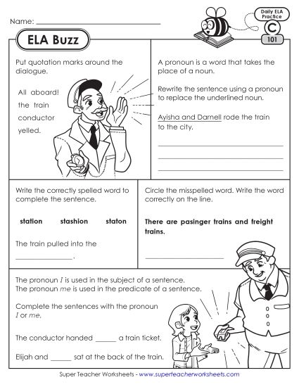 ELA Buzz: Week 21 Worksheets 101 through 105 (Printable PDF Worksheet)