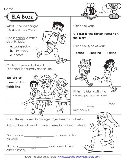 ELA Buzz: Week 23 Worksheets 111 through 115 (Printable PDF Worksheet)