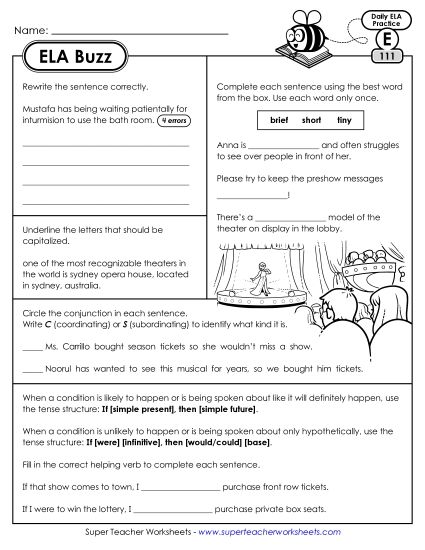 ELA Buzz: Week 23 Worksheets 111 through 115 (Printable PDF Worksheet)