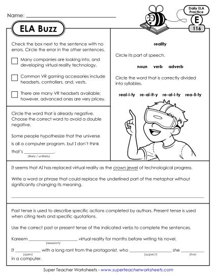 ELA Buzz: Week 24 Worksheets 116 through 120 (Printable PDF Worksheet)