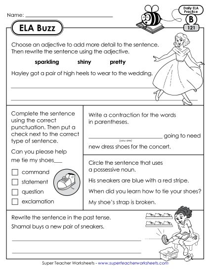 ELA Buzz: Week 25 Worksheets 121 through 125 (Printable PDF Worksheet)