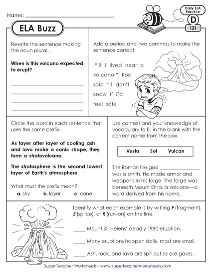 ELA Buzz: Week 25 Worksheets 121 through 125 (Printable PDF Worksheet)