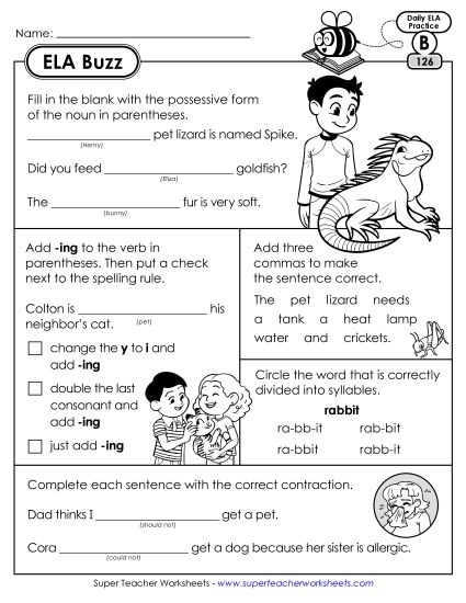 ELA Buzz: Week 26 Worksheets 126 through 130 (Printable PDF Worksheet)