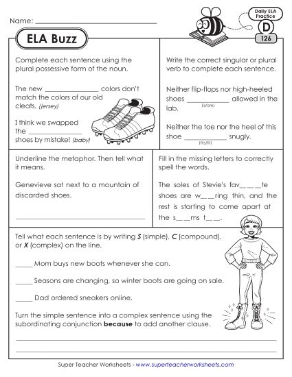 ELA Buzz: Week 26 Worksheets 126 through 130 (Printable PDF Worksheet)