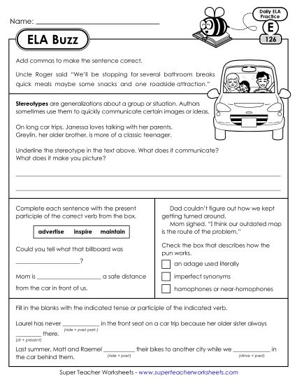 ELA Buzz: Week 26 Worksheets 126 through 130 (Printable PDF Worksheet)