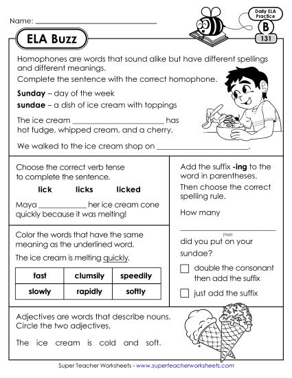 ELA Buzz: Week 27 Worksheets 131 through 135 (Printable PDF Worksheet)