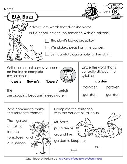ELA Buzz: Week 28 Worksheets 136 through 140 (Printable PDF Worksheet)
