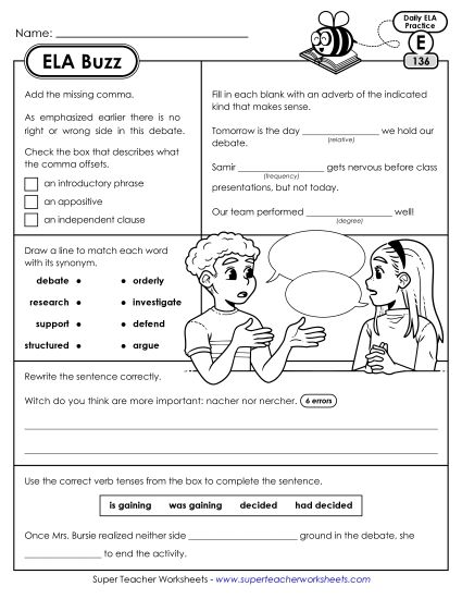 ELA Buzz: Week 28 Worksheets 136 through 140 (Printable PDF Worksheet)