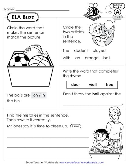 ELA Buzz: Week 29 Worksheets 141 through 145 (Printable PDF Worksheet)