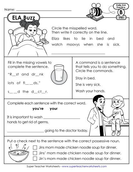 ELA Buzz: Week 29 Worksheets 141 through 145 (Printable PDF Worksheet)