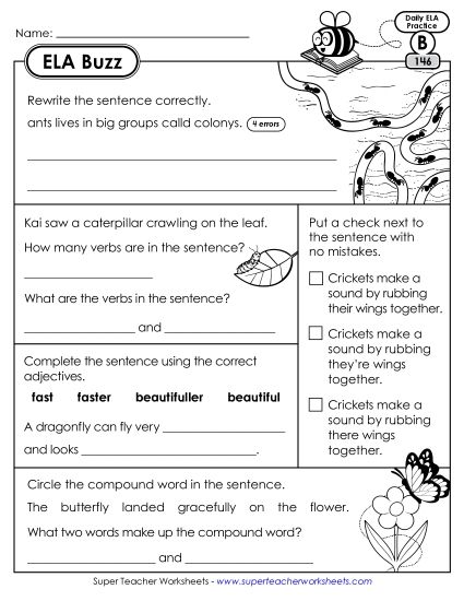 ELA Buzz: Week 30 Worksheets 146 through 150 (Printable PDF Worksheet)