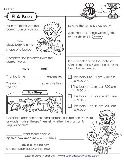 ELA Buzz: Week 30 Worksheets 146 through 150 (Printable PDF Worksheet)