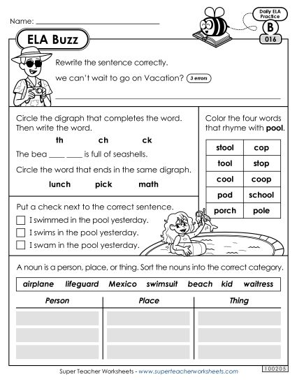 ELA Buzz: Week 4 Worksheets 16 through 20 (Printable PDF Worksheet)