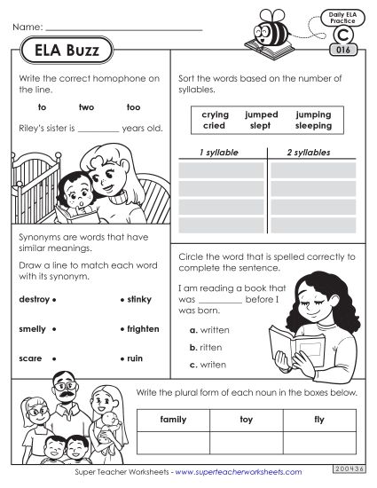 ELA Buzz: Week 4 Worksheets 16 through 20 (Printable PDF Worksheet)