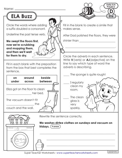 ELA Buzz: Week 4 Worksheets 16 through 20 (Printable PDF Worksheet)