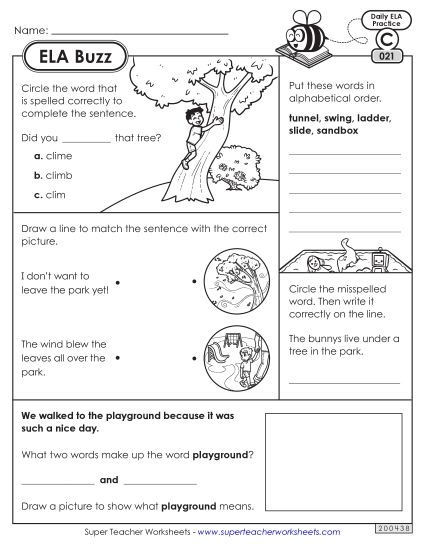ELA Buzz: Week 5 Worksheets 21 through 25 (Printable PDF Worksheet)