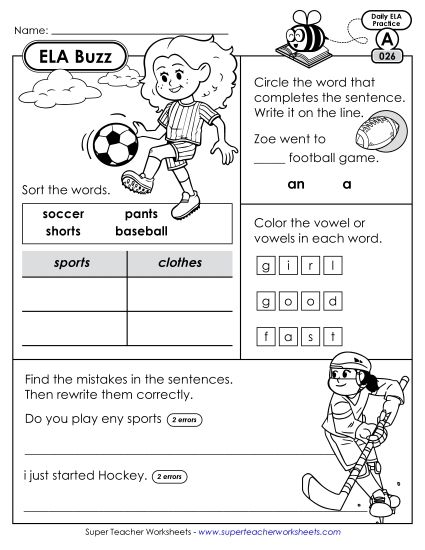 ELA Buzz: Week 6 Worksheets 26 through 30 (Printable PDF Worksheet)