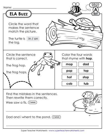 ELA Buzz: Week 7 Worksheets 31 through 35 (Printable PDF Worksheet)