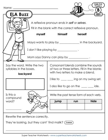 ELA Buzz: Week 7 Worksheets 31 through 35 (Printable PDF Worksheet)