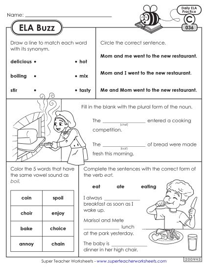 ELA Buzz: Week 8 Worksheets 36 through 40 (Printable PDF Worksheet)