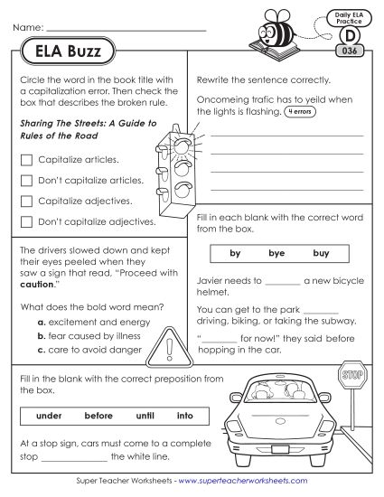 ELA Buzz: Week 8 Worksheets 36 through 40 (Printable PDF Worksheet)