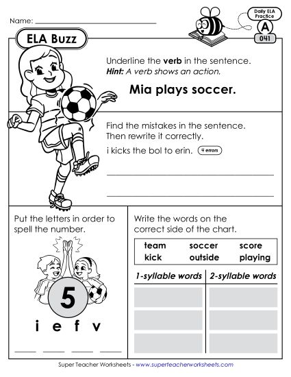 ELA Buzz: Week 9 Worksheets 41 through 45 (Printable PDF Worksheet)