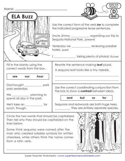 ELA Buzz: Week 9 Worksheets 41 through 45 (Printable PDF Worksheet)