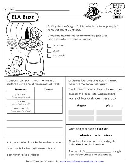 ELA Buzz: Week 9 Worksheets 41 through 45 (Printable PDF Worksheet)