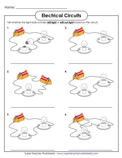 Current Electricity - Electrical Circuits (Printable PDF Worksheet)
