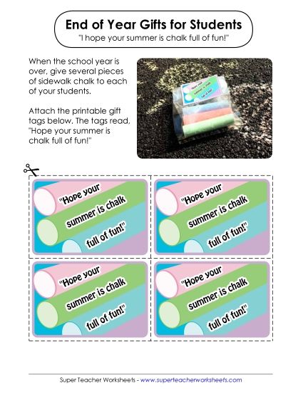 End-of-Year Gift Tags - End-of-Year Gift: Chalk "Chalk Full of Fun" (Printable PDF Worksheet)