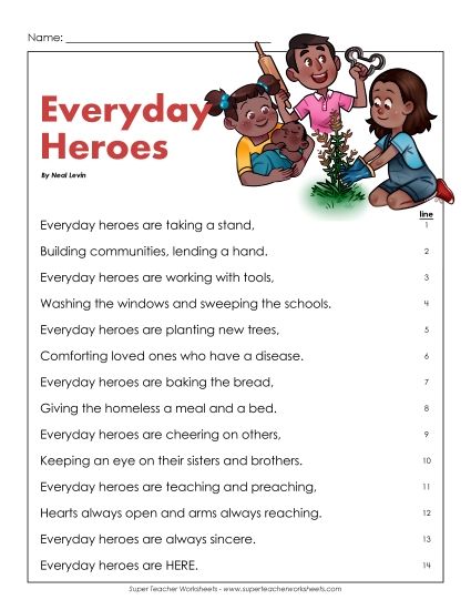 Poems - Everyday Heroes (Poem) (Printable PDF Worksheet)