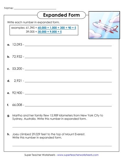 Place Value - Expanded Form (5-Digit) (Printable PDF Worksheet)