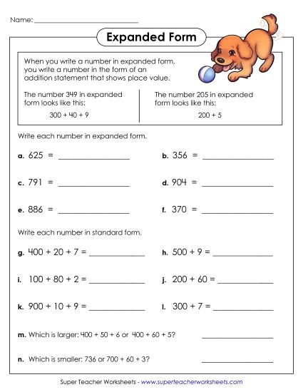 Place Value - Expanded Form: Hundreds (Printable PDF Worksheet)