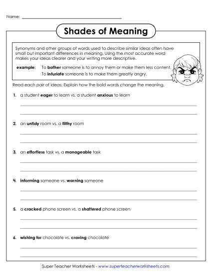 Worksheets - Explain the Difference (Printable PDF Worksheet)