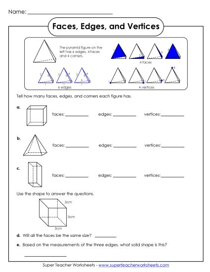 Faces, Edges, Vertices - Faces, Edges, and Vertices Worksheet Activity 2 (Printable PDF Worksheet)