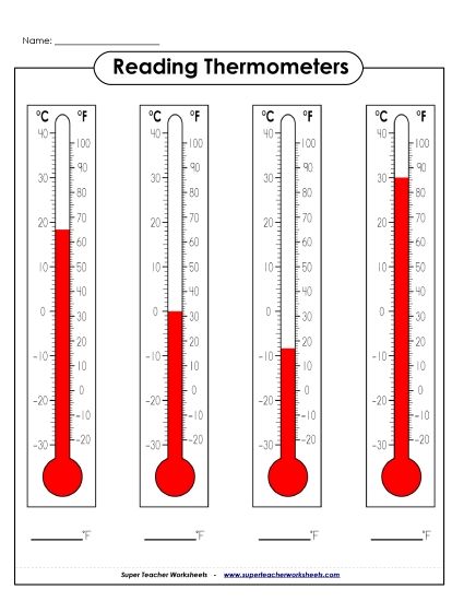 Fahrenheit - Fahrenheit Thermometers (#2) (Printable PDF Worksheet)