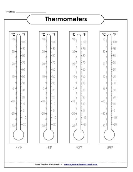 Fahrenheit - Fahrenheit Thermometers (#3) (Printable PDF Worksheet)