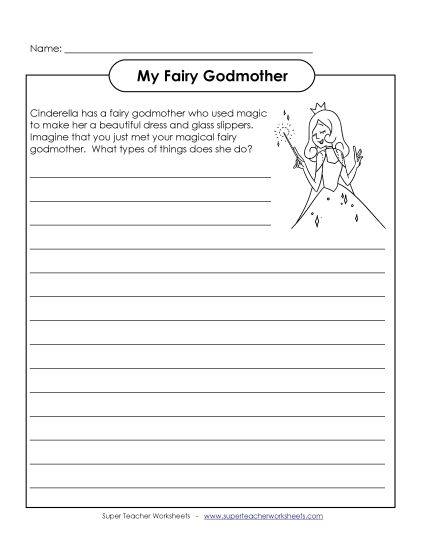 Fairy Tale Writing Prompts - Fairy Godmother Tale (Printable PDF Worksheet)