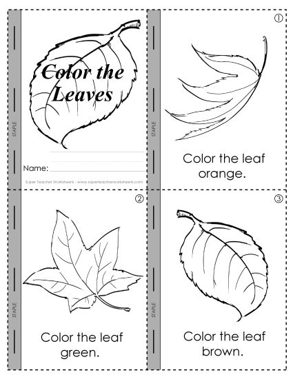 Seasons - Fall:  Color the Leaves (Printable PDF Worksheet)