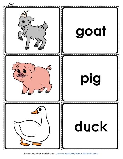 Worksheets and Activities - Farm Animal Flash Cards (Printable PDF Worksheet)