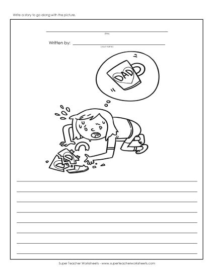 Writing Prompts (Story Pictures) - Father's Day Mug (Printable PDF Worksheet)