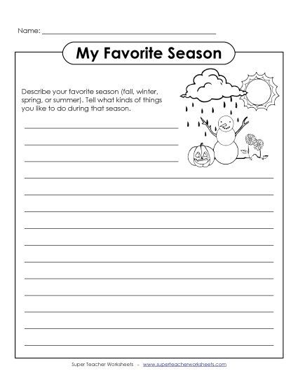 Writing - Favorite Season (Writing Prompt) (Printable PDF Worksheet)