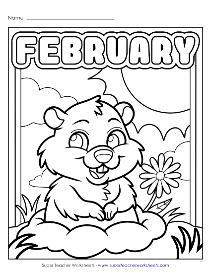 Month Coloring Pages - February (Basic) (Printable PDF Worksheet)