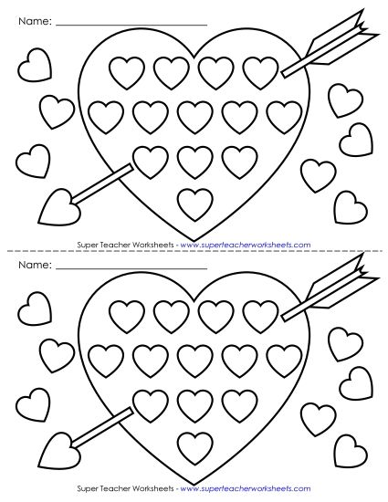 Monthly Sticker Charts - February Chart (Hearts) (Printable PDF Worksheet)