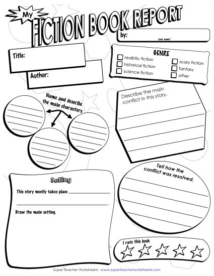 Book Report Posters - Fiction Book Poster (Small) (Printable PDF Worksheet)