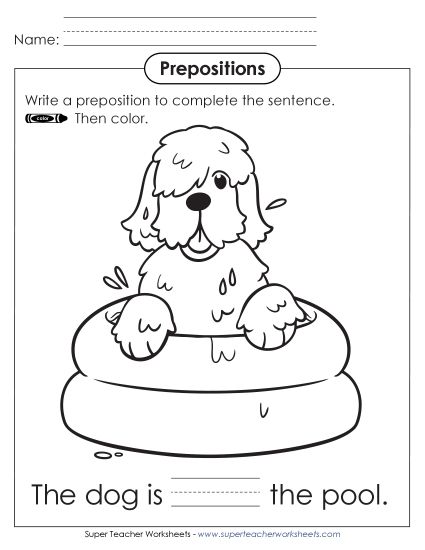 Level: Basic - Fill in the Blank and Color: Dog (Printable PDF Worksheet)