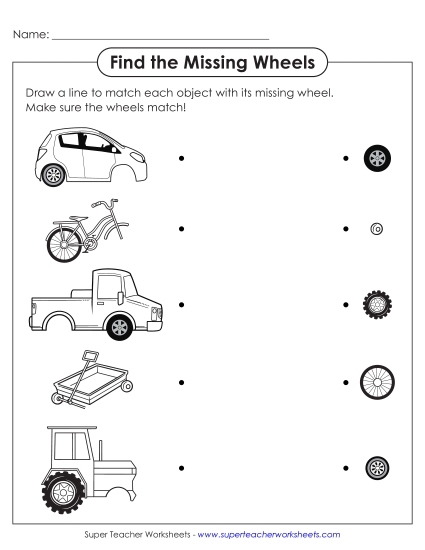 Find the Missing Wheels (Printable PDF Worksheet)