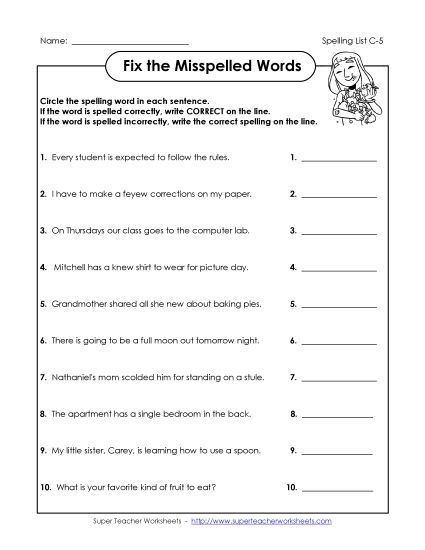 Worksheets - Find the Mistakes (C-5) (Printable PDF Worksheet)