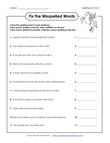 Worksheets - Find the Mistakes (D-22) (Printable PDF Worksheet)