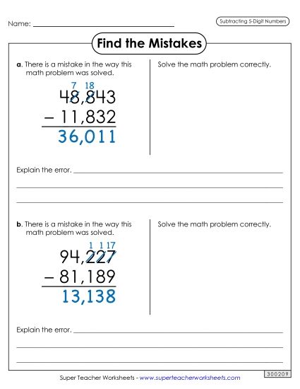 Worksheets - Find the Mistakes (Printable PDF Worksheet)